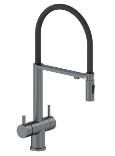 Смеситель для кухни с гибким изливом AltroBagno Flusso 050203 GrMt оружейная сталь